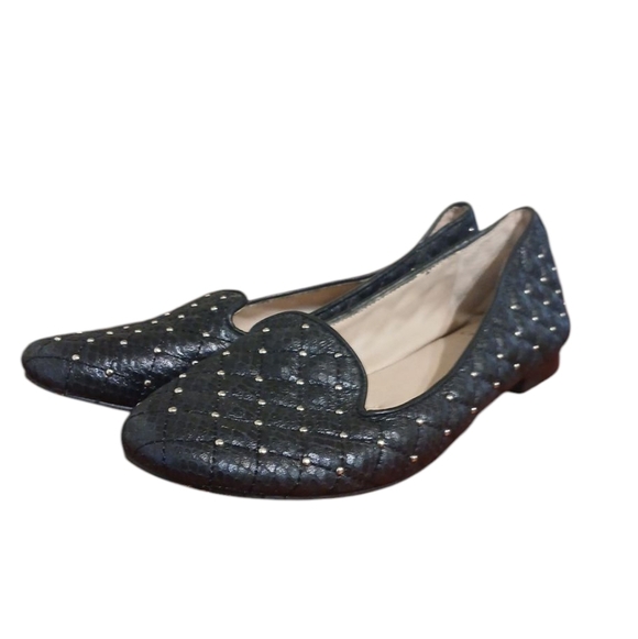 Vince Camuto Black Quilted Studded Flats Loafers Size 8 - Picture 11 of 11